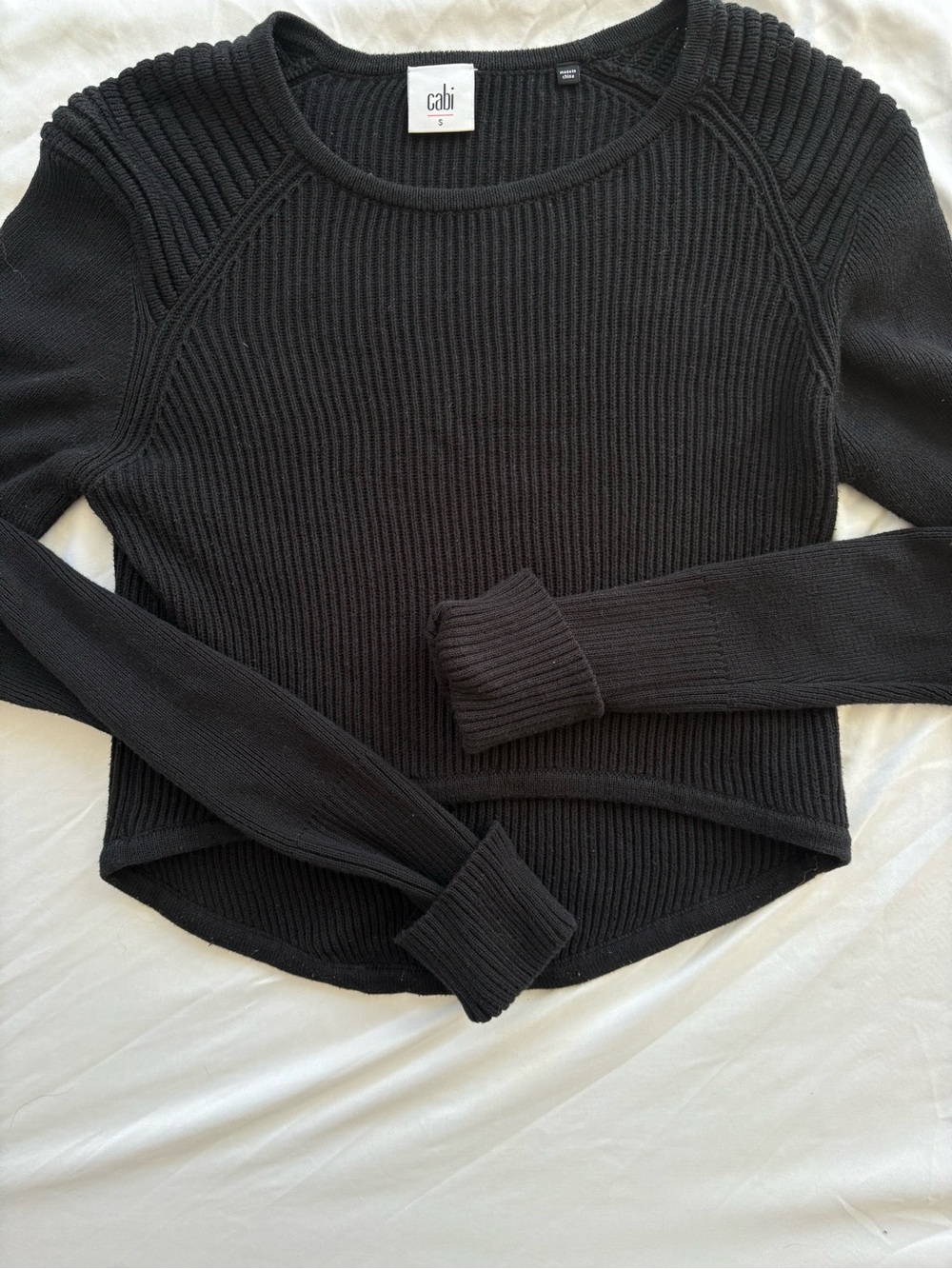 Cabi Black Ribbed Knit Sweater | Size S - Picture 2 of 4